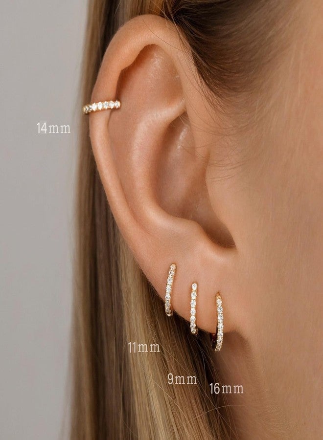 LEXODY Small Gold Hoop Earrings Set for Women, 14K Gold Plated Tiny Lightweight Huggie Hoop Earrings Trendy Dainty Cubic Zirconia Cartilage Earring Jewelry for Women Gifts - Image 3
